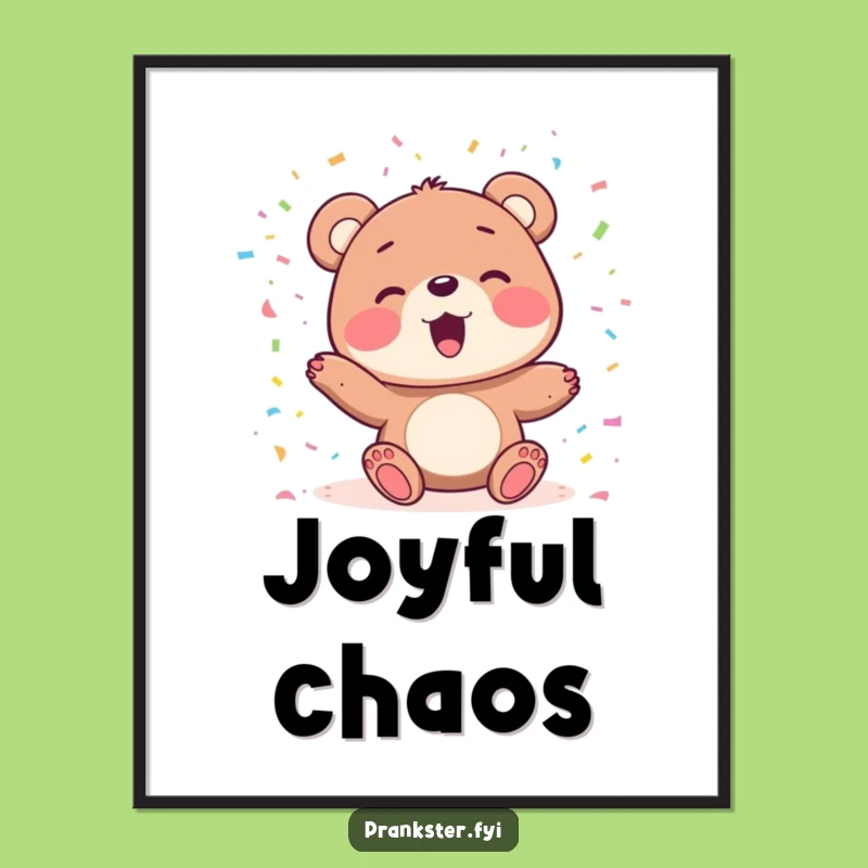 Funny Bear Confetti Poster: Decorate with Joyful Celebration Art