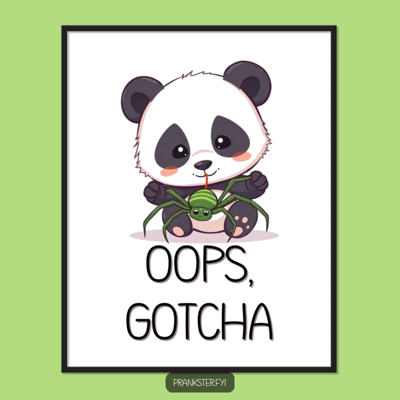 Funny Panda Spider Poster: Surprised Wall Art, Perfect Shocked Decor