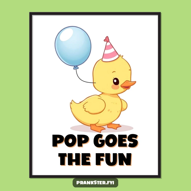 Funny Kawaii Duckling Poster: Party Time Fun, Perfect Decor for Celebrations!