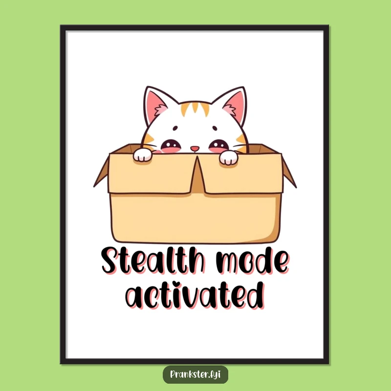 Funny Cat's Box Peek Poster - Playful Art, Perfect Funny Gift
