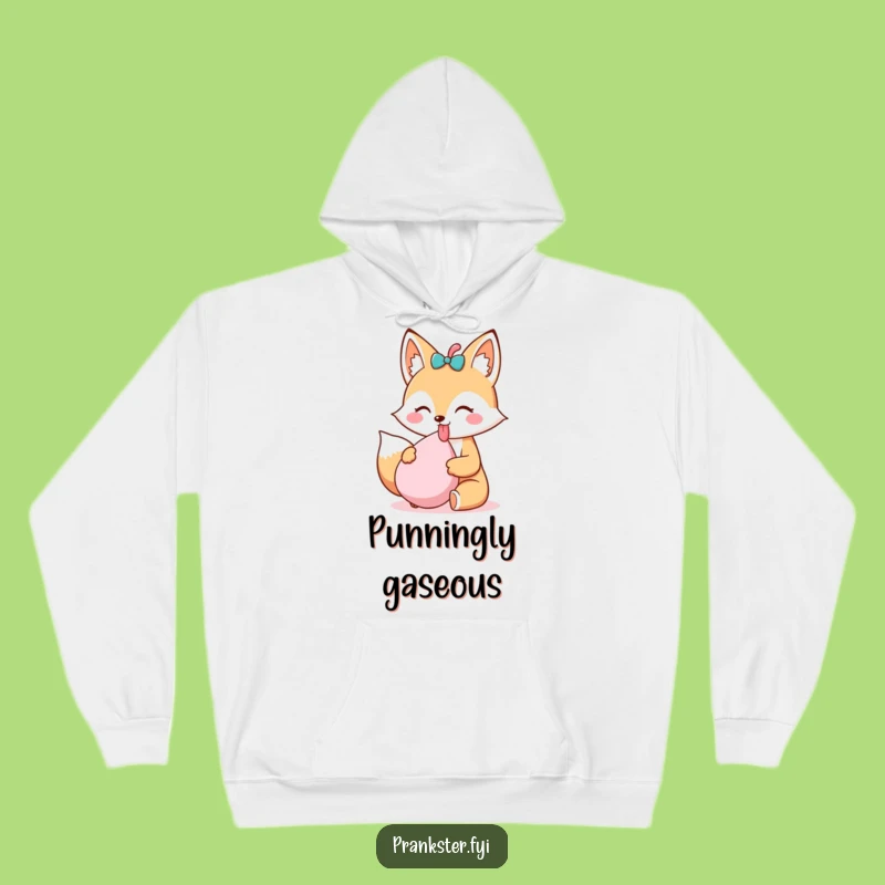 Funny Kawaii Fox Hoodie Tongue Out - Cozy Whoopee Cushion Fun