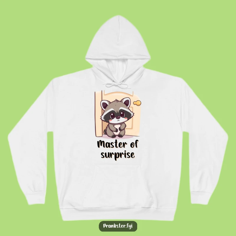 Funny Kawaii Raccoon Hoodie Hiding Surprise - Cozy & Humorous Comfort