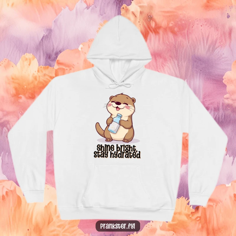 Funny otter sparkle hoodie, featuring a giggling otter swapping glitter for water, for humorous and sparkly comfort.