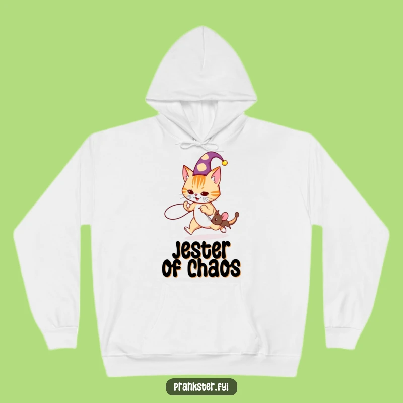 Funny Jester Cat Prank Hoodie: Cozy Mischief Sweatshirt, Awesome Funny Gift