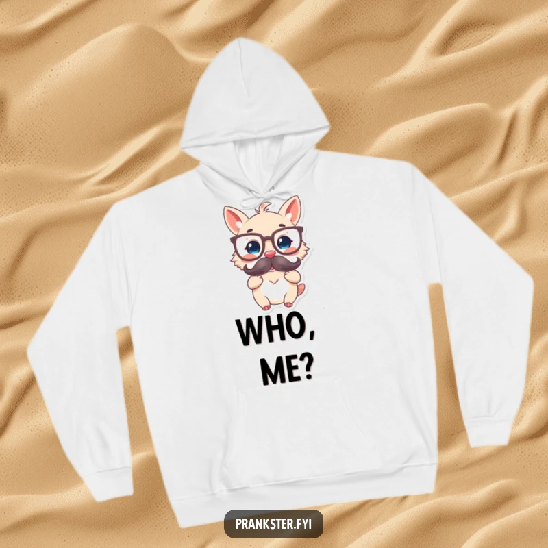 Funny hoodie with a delighted animal character sporting oversized glasses and a fake mustache, embodying intellectual charm.