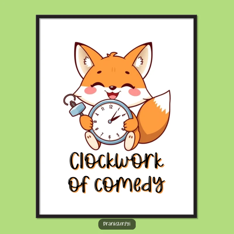 Free Printable Fox Wall Art: Humorous Wink & Clock Downloadable Decor