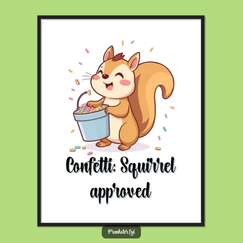 Funny Free Printable Wall Art: Squirrel Confetti Celebration - Downloadable Decor