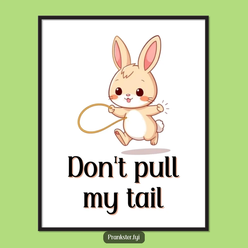 Free Printable Bunny Art: Playful Hare String Tail Funny Downloadable Wall Decor
