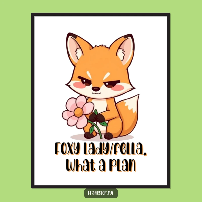 Free Printable Wall Art: Sly Fox Flower Trick Funny Downloadable Decor
