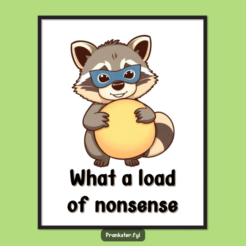 Free Printable Raccoon Wall Art: Funny Whoopee Cushion Downloadable Decor