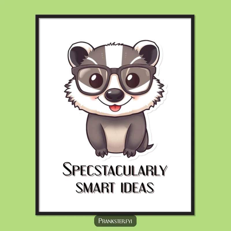 Free Printable Wall Art: Comical Badger Scholar - Hilarious Intellectual Decor Download