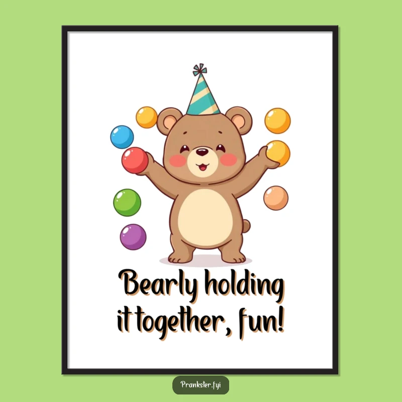 Free Printable Wall Art: Juggling Bear Party Animal Downloadable Decor