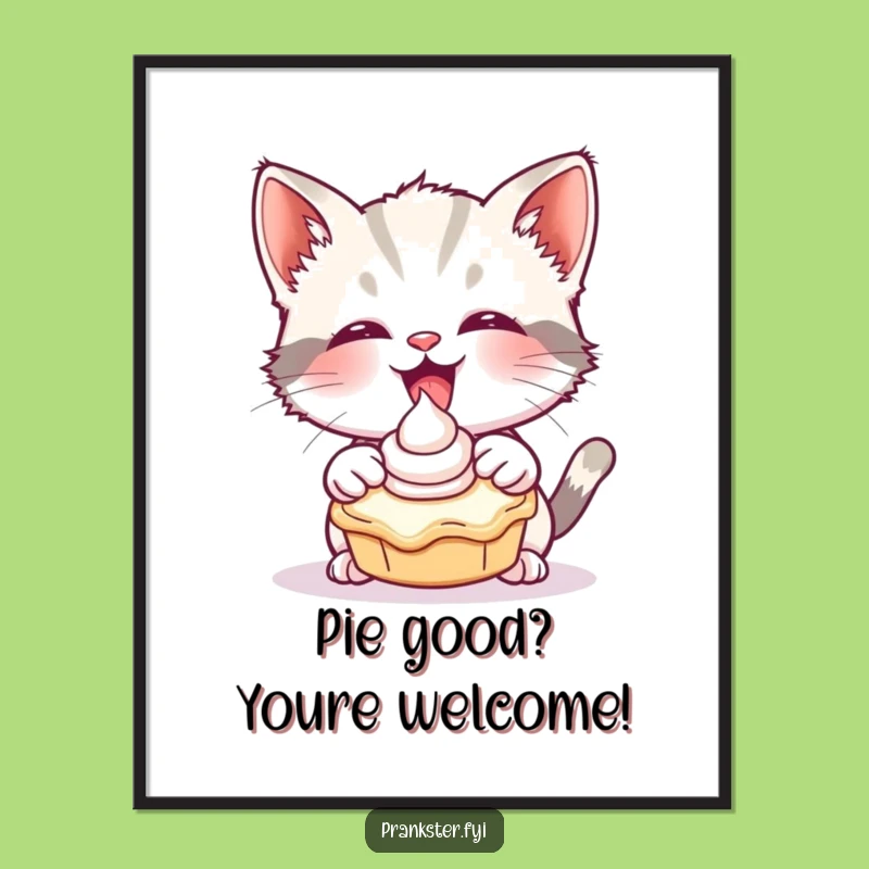 Free Printable Wall Art: Pie Cat - Whimsical Downloadable Art for a Playful Home