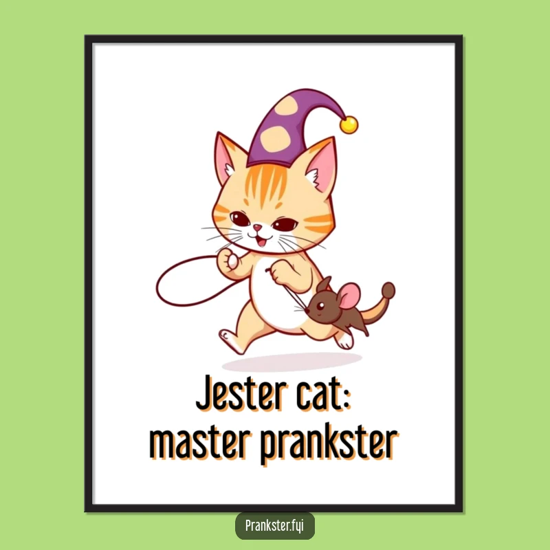 Funny Free Printable Wall Art: Cat Jester Prank - Whimsical Downloadable Decor!