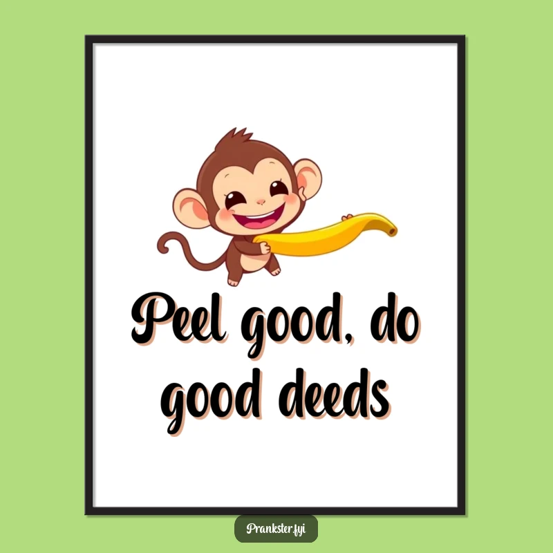 Funny Free Printable Wall Art: Monkey's Banana Peel Fun Downloadable Art Gift