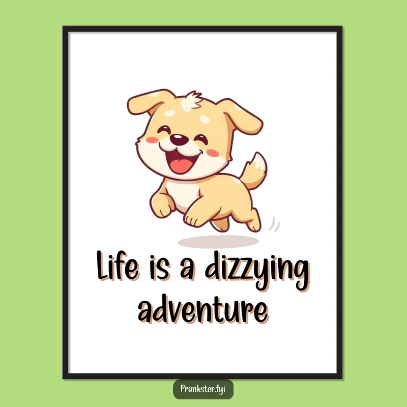 Funny Free Printable Dog Wall Art: Dizzy Pup Laughing Downloadable Decor Gift