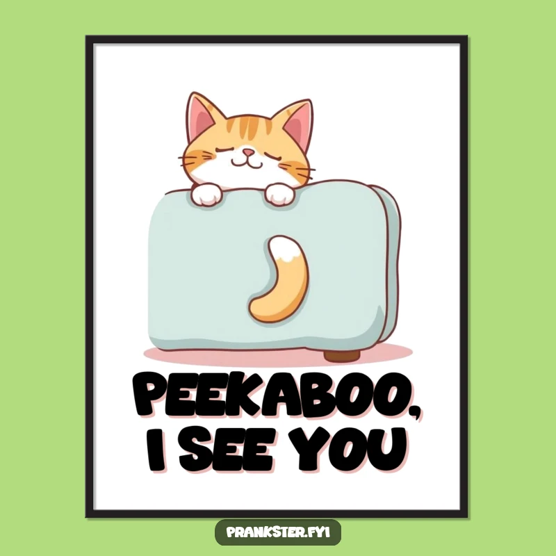 Free Printable Wall Art: Giggling Cat Tail Peek-a-Boo Funny Downloadable Decor