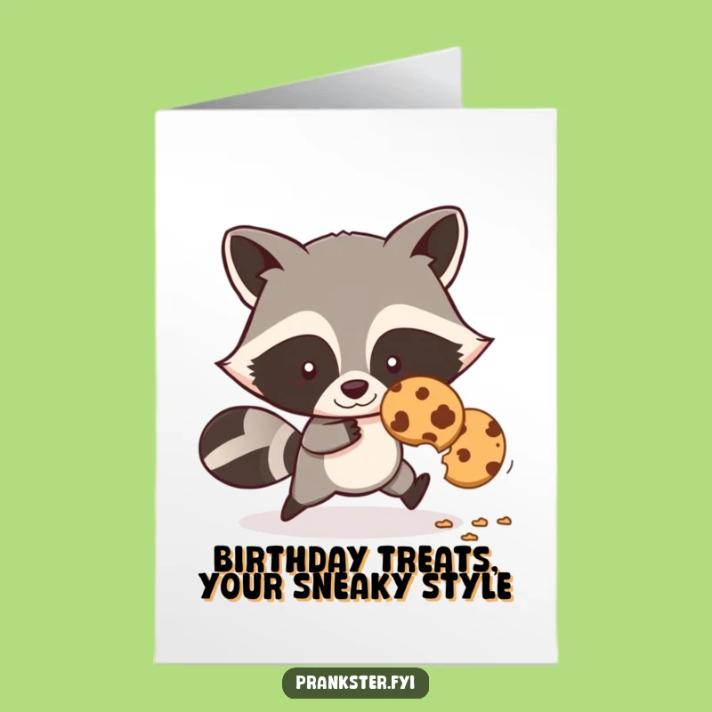 Free Printable Funny Raccoon Birthday Card: Cookie Thief Downloadable Gift