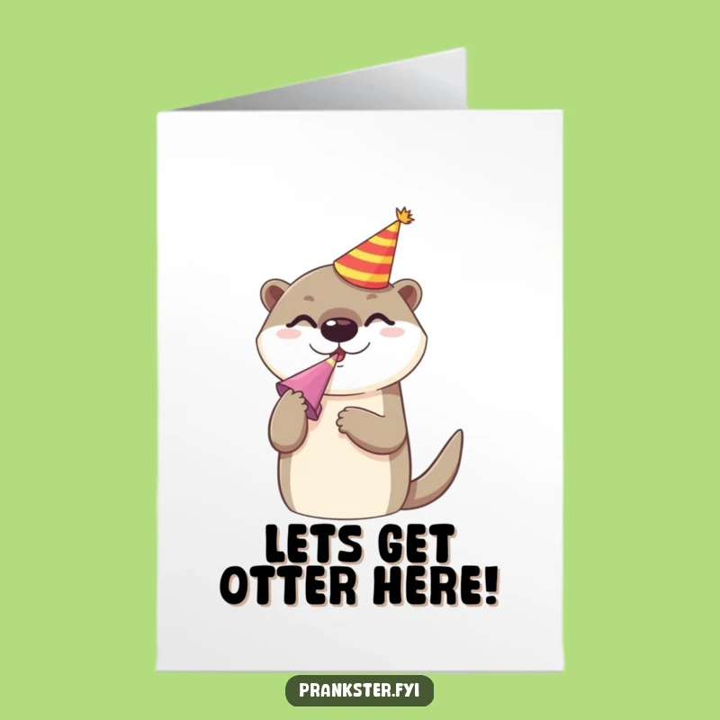 Free Printable Birthday Card: Funny Otter Blowing Noise Maker for a Hilarious Downloadable Gift