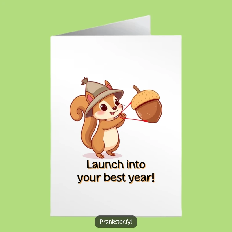 Free Printable Birthday Card: Squirrel Slingshot Funny Downloadable Gift