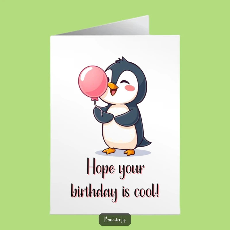 Free Printable Penguin Birthday Card: Water Balloon Surprise Funny Downloadable Gift