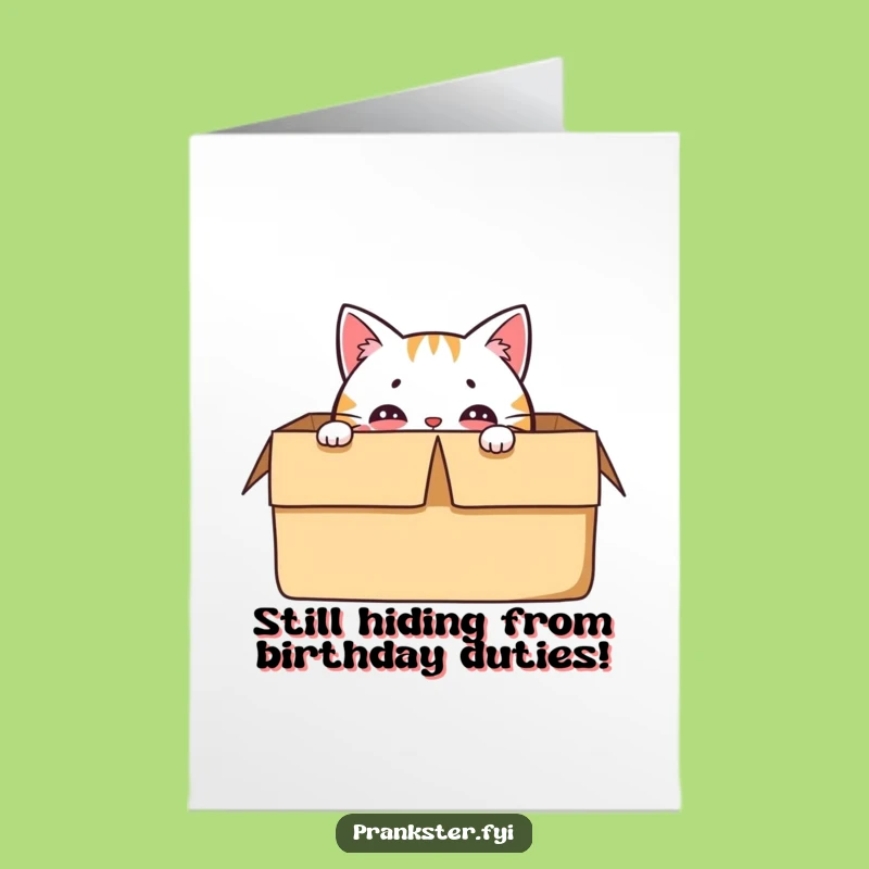 Funny Free Printable Birthday Card: Cat in Box Surprise, Hilarious Downloadable Gift