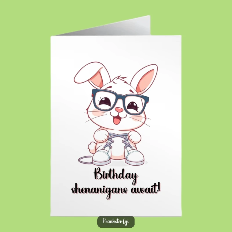 Funny Free Printable Birthday Card: Rabbit Shoelace Prank - Hilarious Downloadable Gift!