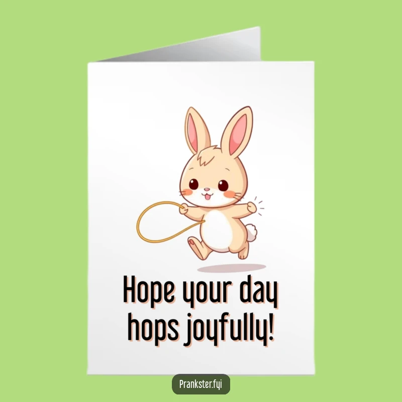 Free Printable Bunny Birthday Card: Playful Hare String Tail Funny Downloadable Gift
