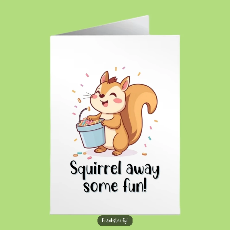 Free Printable Funny Birthday Card: Squirrel Confetti Toss - Joyful Downloadable Gift