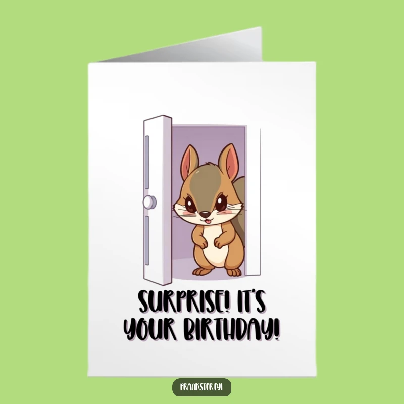 Free Printable Birthday Card: Sneaky Squirrel Peeks Funny Downloadable Gift!