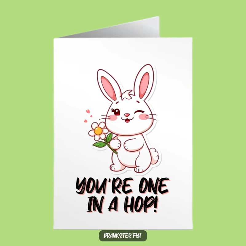 Free Printable Congrats Card: Bunny's Flower Prank, Humorous Downloadable Fun