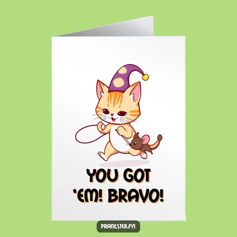Free Printable Congrats Card: Cat Jester Prank - Celebrate with Downloadable Mischief!