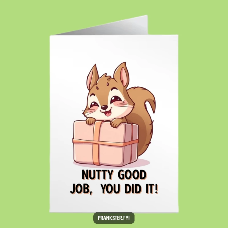 Free Printable Congrats Card: Giggling Squirrel's Secret Gift, Humorous Downloadable Art