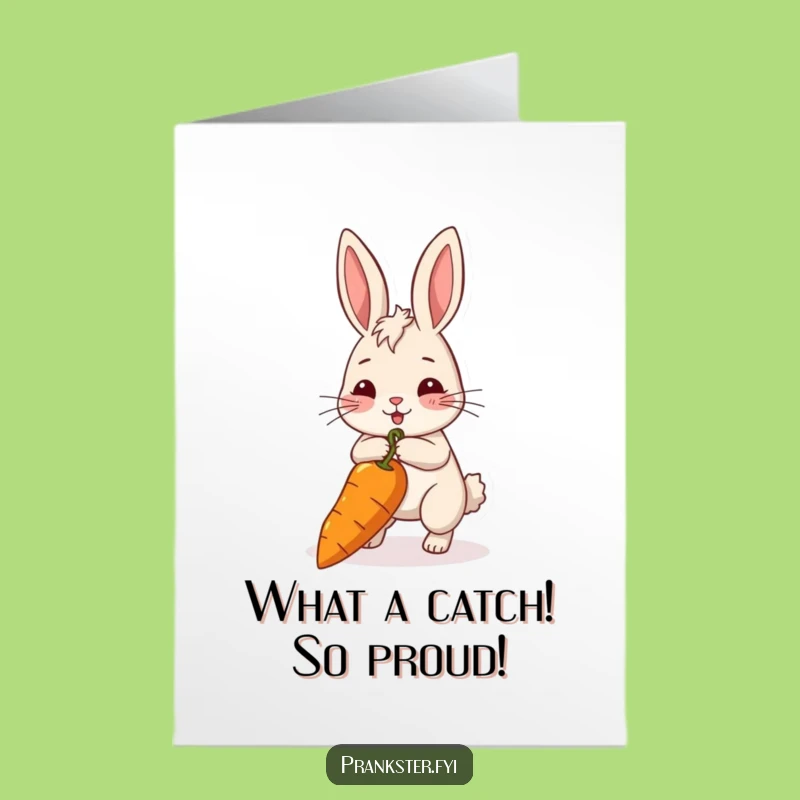 Free Printable Congrats Card: Rabbit's Prize Carrot Downloadable Gift