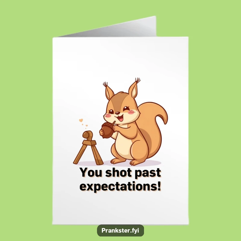 Free Printable Congrats Card: Squirrel Acorn Shot - Zesty Downloadable Gift for Triumphs