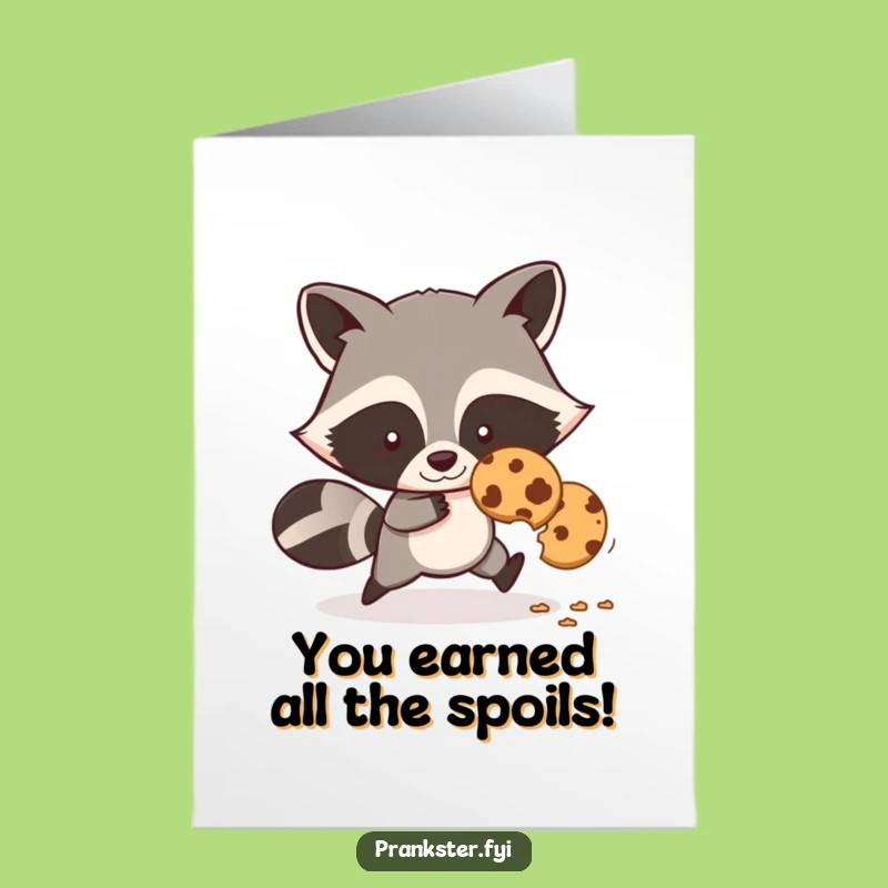 Free Printable Funny Raccoon Congrats Card: Cookie Heist Downloadable Gift