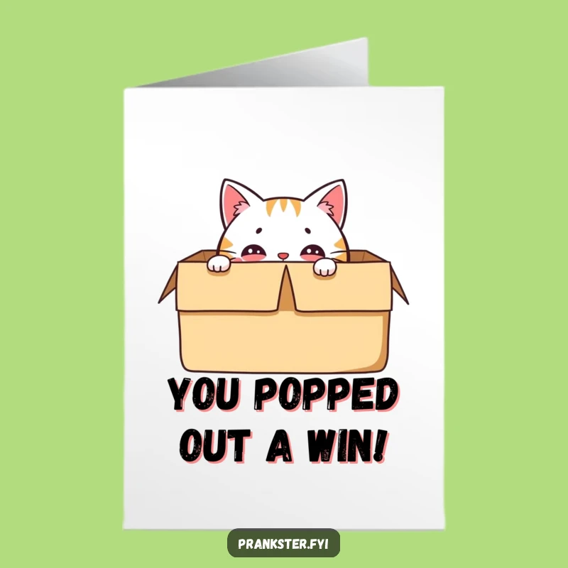 Funny Free Printable Congrats Card: Cat's Box Ambush, Humorous Downloadable Gift
