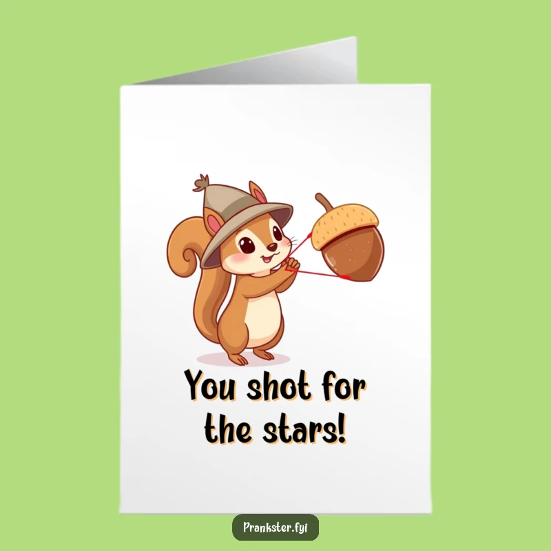 Free Printable Congrats Card: Squirrel Slingshot Humorous Downloadable Gift