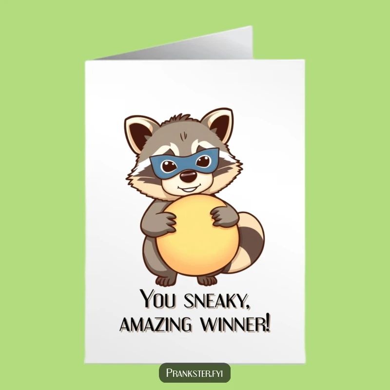 Free Printable Raccoon Congrats Card: Funny Whoopee Cushion Downloadable Gift