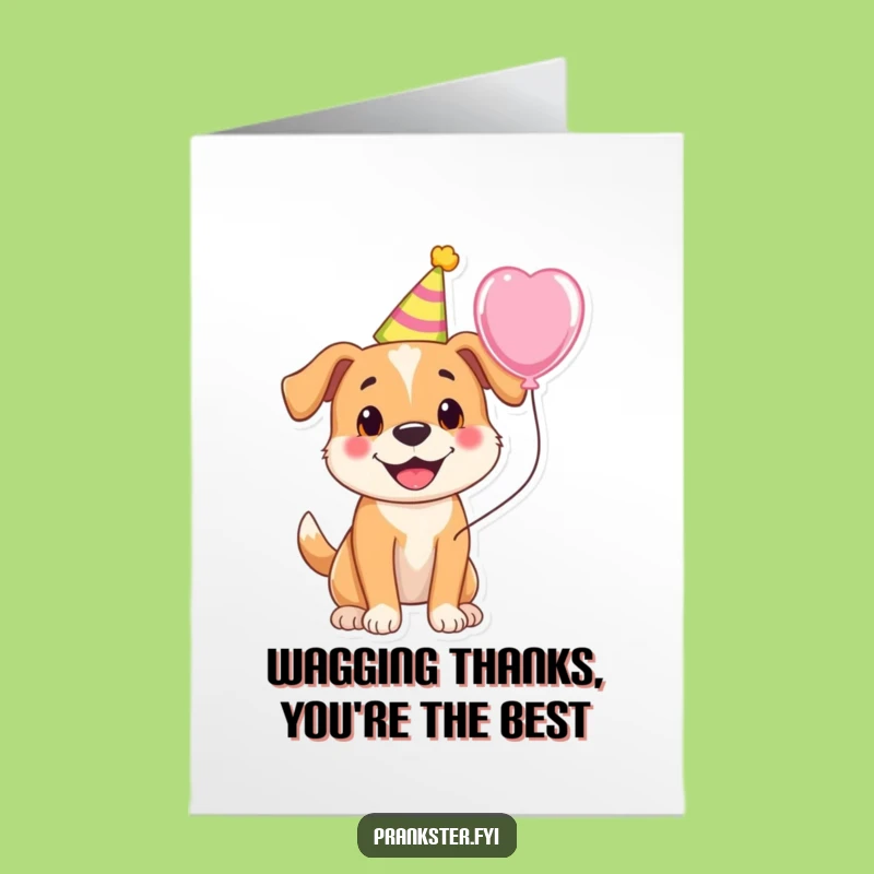 Free Printable Thank You Card: Dog Party Balloon Funny Downloadable Card!