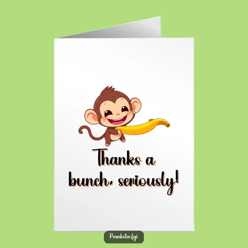 Free Printable Thank You Card: Monkey's Banana Thanks Funny Downloadable Gift