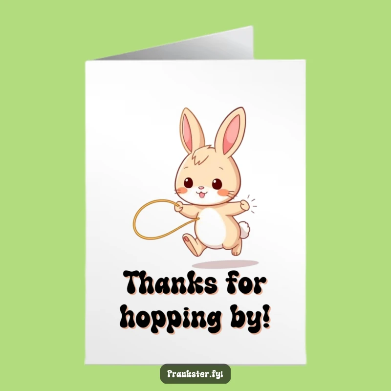 Free Printable Bunny Thank You Card: Playful Hare String Tail Funny Downloadable Gift