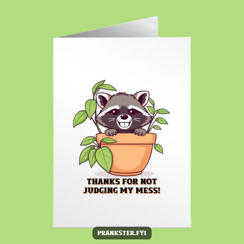Free Printable Thank You Card: Sneaky Raccoon, Funny Downloadable for Expressing Gratitude
