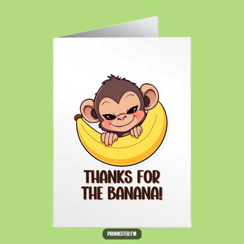 Free Printable Thank You Card: Monkey Thanks You with Banana - Downloadable