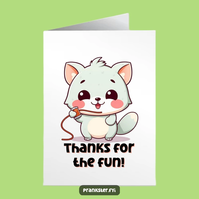 Free Printable Thank You Card: Silly String Animal Funny Downloadable Gift for Thanks