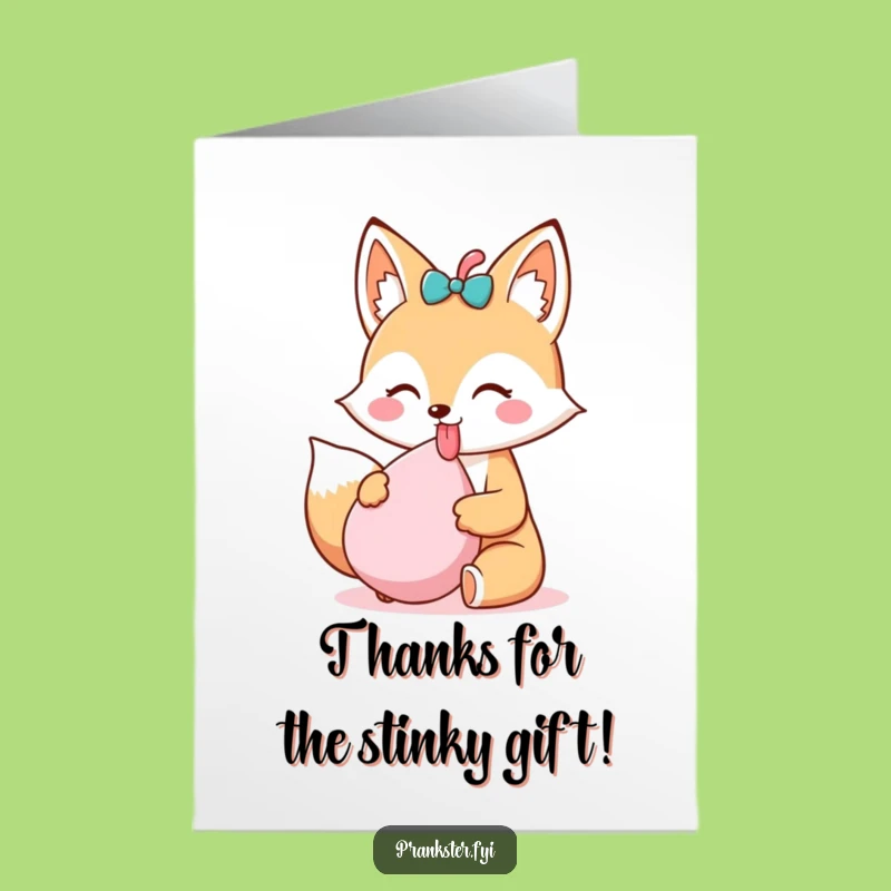 Free Printable Thank You Card: Fox's Whoopee Cushion Surprise - Funny Downloadable Gift