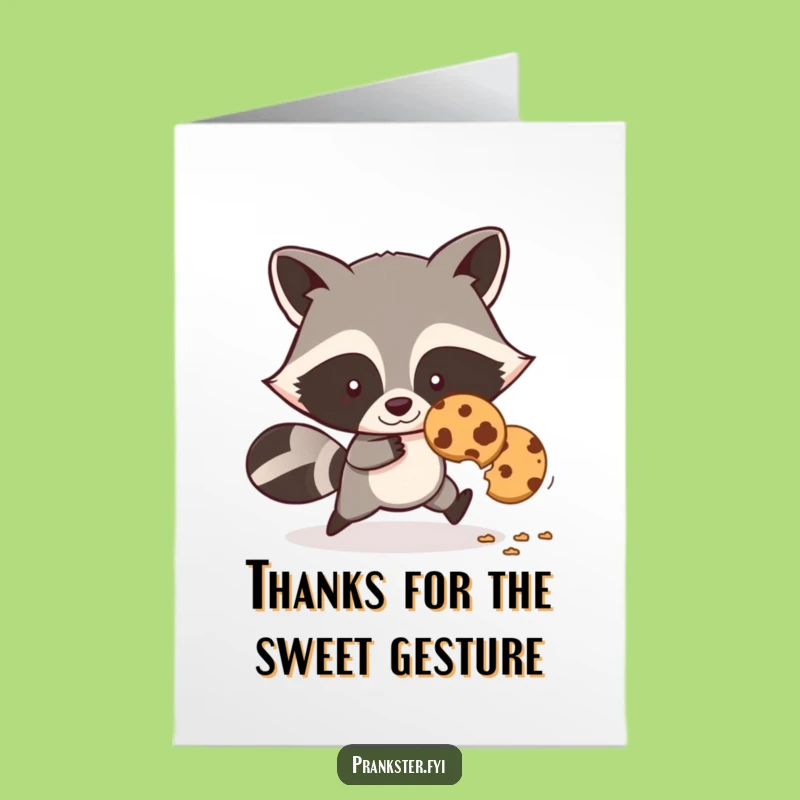 Free Printable Funny Raccoon Thank You Card: Cookie Bandit Downloadable Gift