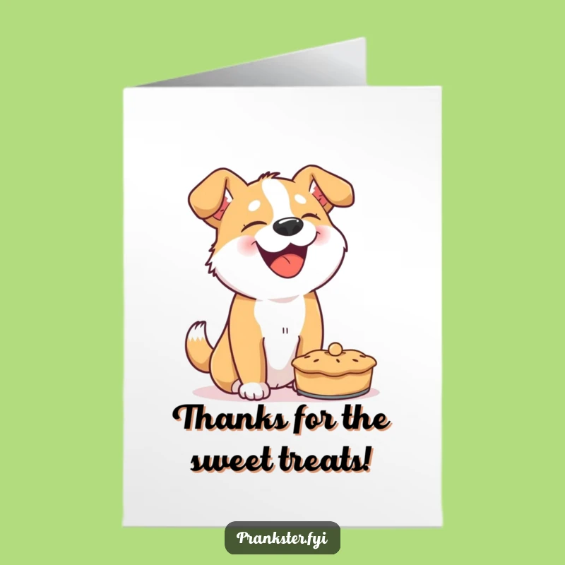 Free Printable Dog Thank You Card: Giggling Pup Pie Throw Funny Downloadable Gift