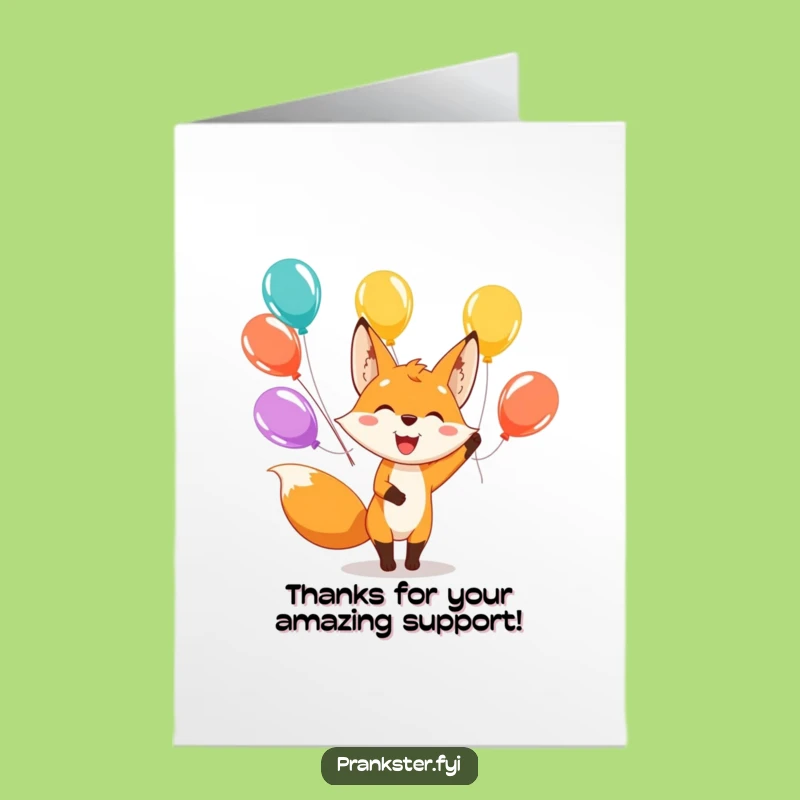Funny Free Printable Thank You Card: Fox Juggling Balloons, Printable Download