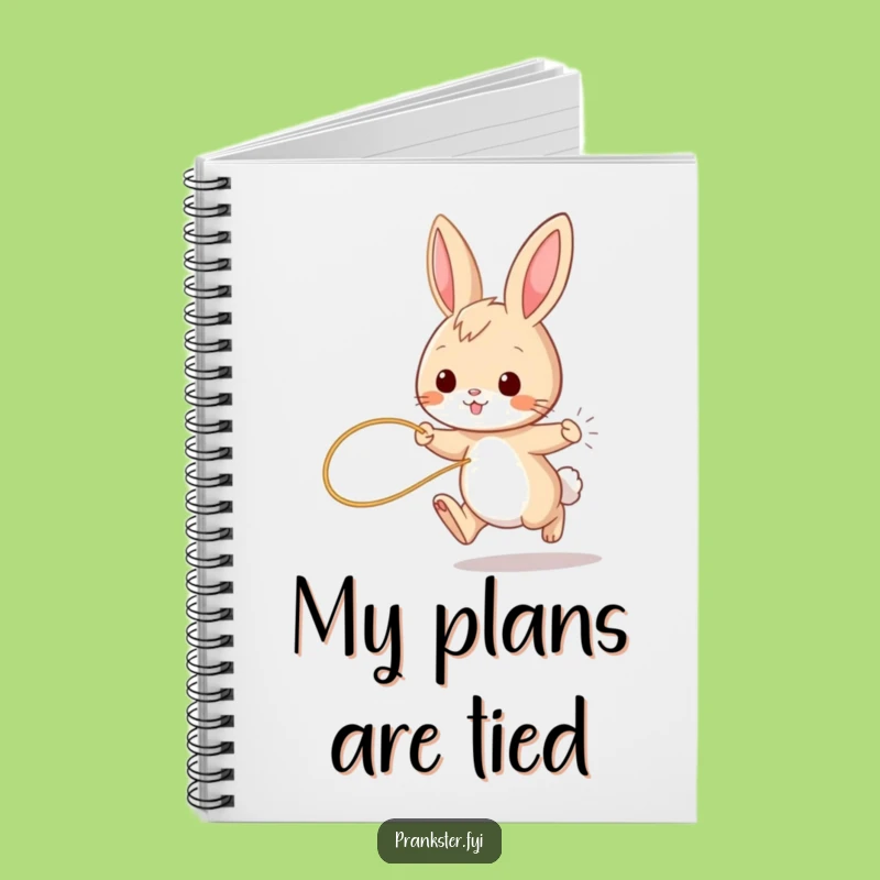 Funny Bunny String Tail Notebook - Journal with Playful Rabbit, Cute Gift Idea
